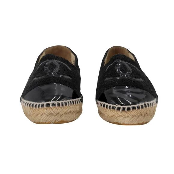 Chanel Espadrille 37 Glitter Canvas Cap Toe Cc Flats CC-0602N-0004 - Picture 3 of 10